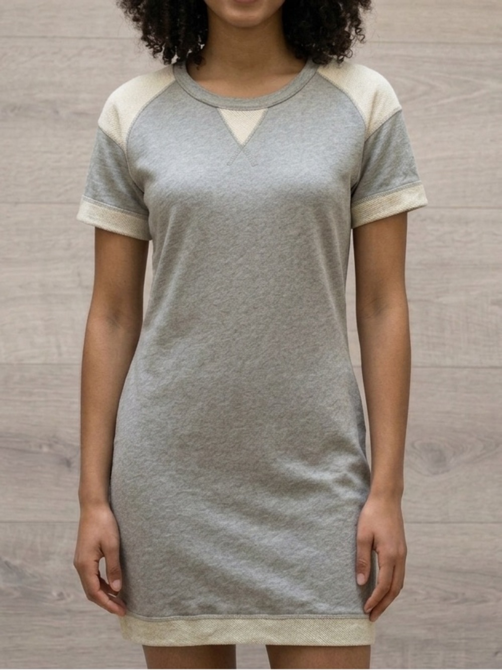 COS Grey Dress Short Sleeve Crewneck with Contrast Trim